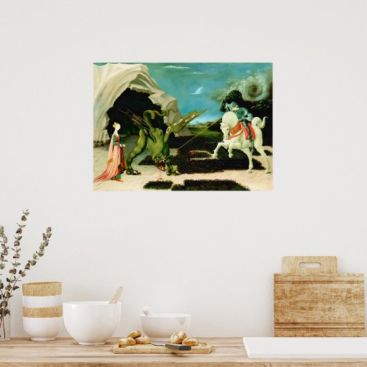 Saint George en de draak van Paolo Uccello Poster (Keuken)