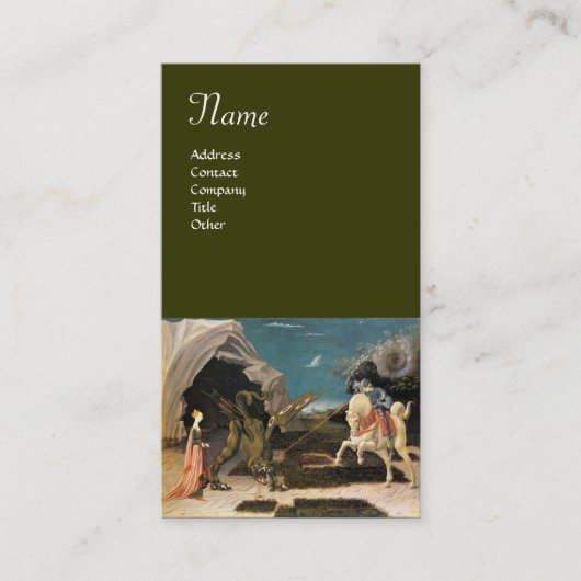 SAINT GEORGE EN DE DRAGON, bruin, blauw groen Visitekaartje (Voorkant)