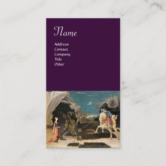 SAINT GEORGE EN DE DRAGON, bruin, blauw, rood paar Visitekaartje (Voorkant)