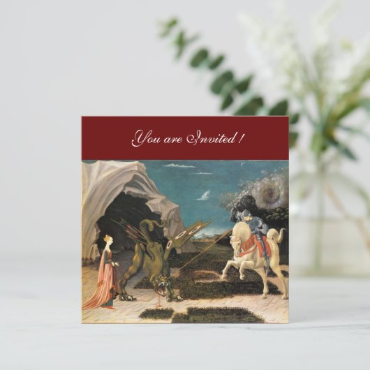 SAINT GEORGE EN DE DRAGON, bruin, blauw rood zwart Kaart (Staand voorkant)