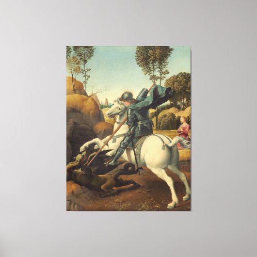 Saint George en de Dragon Raphael Canvas Afdruk (Voorkant)