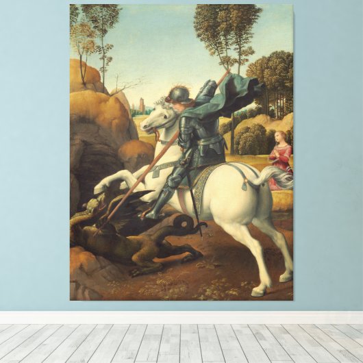 Saint George en de Dragon Raphael Canvas Afdruk (Insitu (Houten vloer))