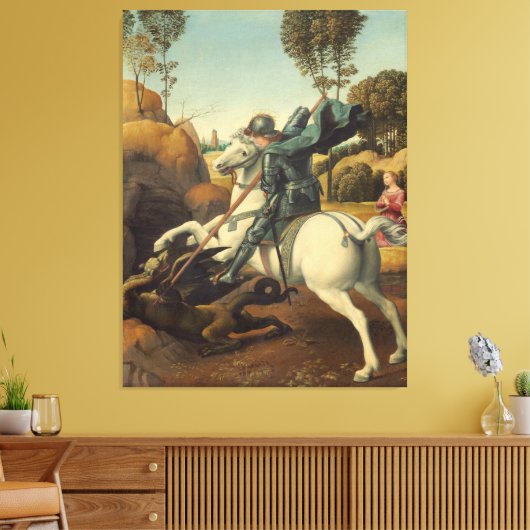 Saint George en de Dragon Raphael Canvas Afdruk (Insitu (Woonkamer))