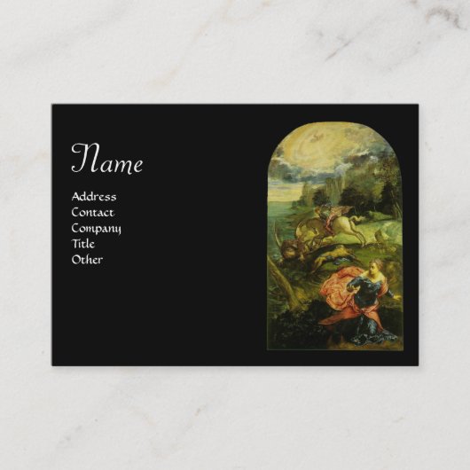 SAINT GEORGE EN DE DRAGON, zwart Visitekaartje (Voorkant)