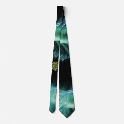 SAINT GEORGE EN DRAGON Blauw Groen Fractal werveli Stropdas (Achterkant)