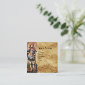 SAINT GEORGE EN DRAGON Brown Parchment Monogram Vierkante Visitekaartje (Staand voorkant)