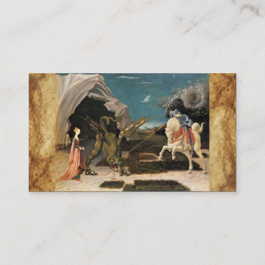SAINT GEORGE EN DRAGON, Bruin Blauw Rood Wit Parel Visitekaartje (Achterkant)