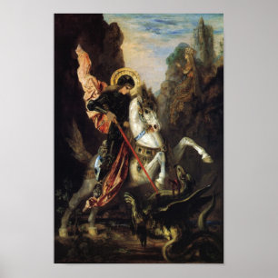 Saint George en Dragon Gustave Moreau Fine Art Poster