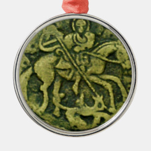 SAINT GEORGE EN DRAGON MEDALLION METALEN ORNAMENT