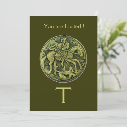 SAINT GEORGE EN DRAGON MEDALLION MONOGRAM KAART (Staand voorkant)