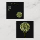 SAINT GEORGE EN DRAGON MEDALLION Monogram, zwart Vierkante Visitekaartje (Voorkant / Achterkant)