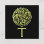 SAINT GEORGE EN DRAGON MEDALLION Monogram, zwart Vierkante Visitekaartje (Achterkant)