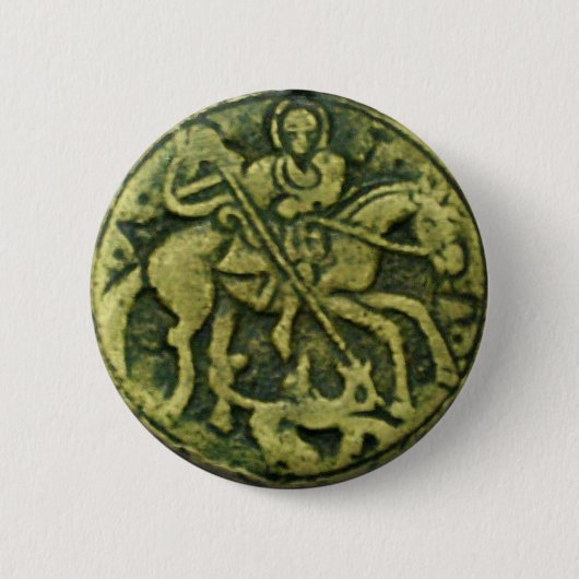 SAINT GEORGE EN DRAGON MEDALLION RONDE BUTTON 5,7 CM (Voorkant)