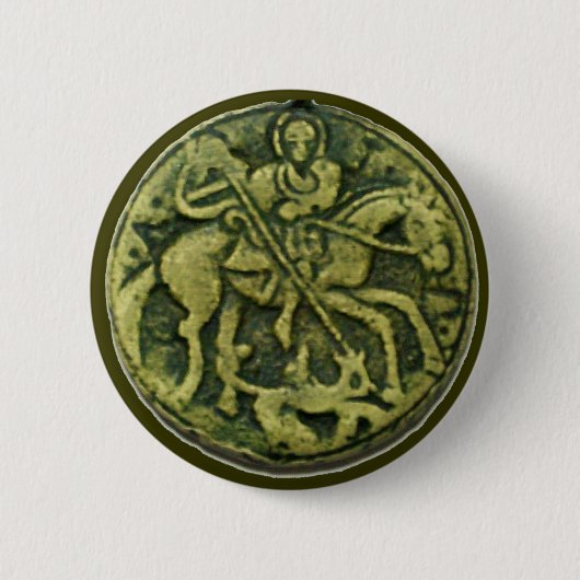 SAINT GEORGE EN DRAGON MEDALLION RONDE BUTTON 5,7 CM (Voorkant)