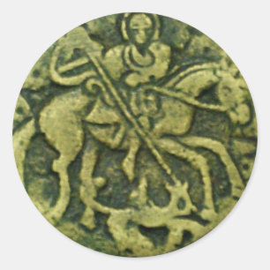 SAINT GEORGE EN DRAGON MEDALLION RONDE STICKER