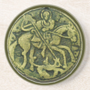 SAINT GEORGE EN DRAGON MEDALLION ZANDSTEEN ONDERZETTER