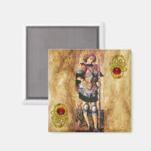 SAINT GEORGE EN DRAGON, rode ruby Magneet (Voorkant / Achterkant)