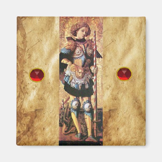 SAINT GEORGE EN DRAGON, rode ruby Magneet (Voorkant)