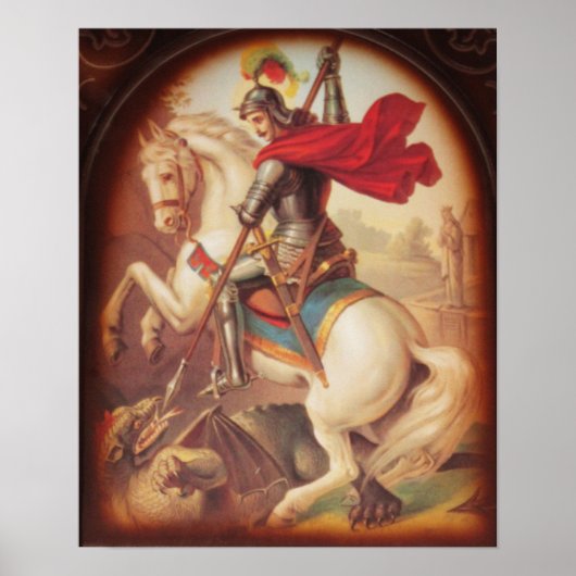Saint George Killing the Dragon art schilderij Poster (Voorkant)