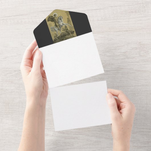 Saint George Patron van Engeland All In One Uitnodiging (Afscheurbaar)