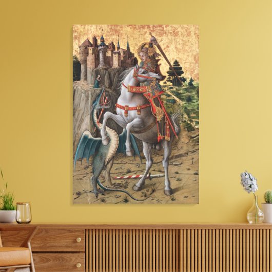 Saint George Slay Dragon Carlo Crivelli Paintin Canvas Afdruk (Insitu (Woonkamer))