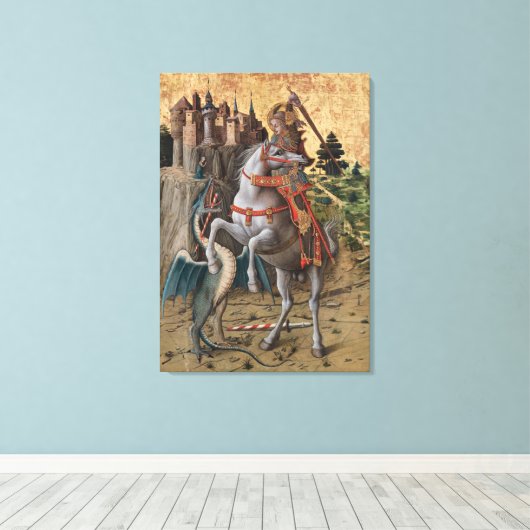 Saint George Slay Dragon Carlo Crivelli Paintin Canvas Afdruk (Insitu (Houten vloer))