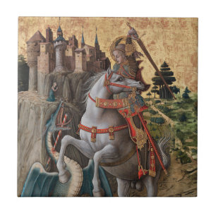 Saint George Slay Dragon Carlo Crivelli Paintin Tegeltje