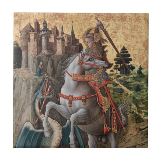 Saint George Slay Dragon Carlo Crivelli Paintin Tegeltje (Voorkant)