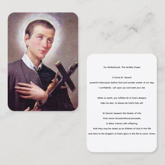 Saint Gerard Majella Fertility Prayer Card Visitekaartje (Voorkant / Achterkant)