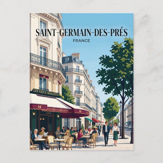 Saint-Germain-des-Prés Frankrijk Briefkaart (Voorkant)