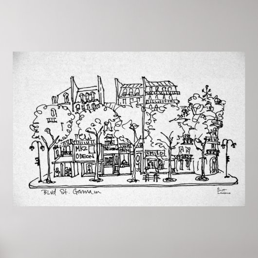 Saint-Germain-des-Pres | Parijs, Frankrijk Poster (Voorkant)