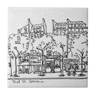 Saint-Germain-des-Pres Parijs, Frankrijk Tegeltje