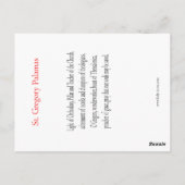 Saint Gregory Palamas Prayer Card Briefkaart (Achterkant)