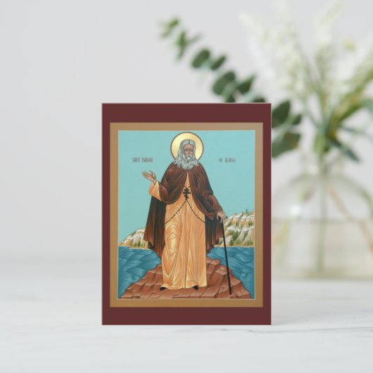 Saint Herman van de Alaska Prayer Card Briefkaart (Staand voorkant)
