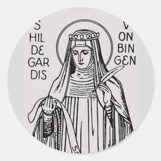 Saint Hildegard of Bingen Benedictine abbess Ronde Sticker (Voorkant)