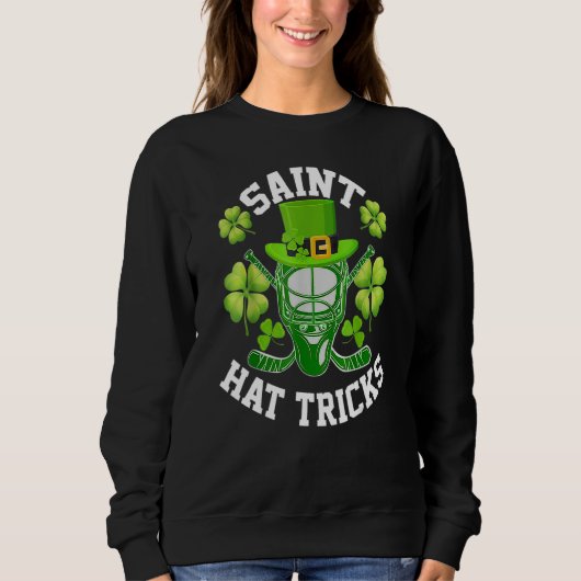 Saint Hoeden Tricks St. Patrick's Day Hockey Hat T Trui (Voorkant)