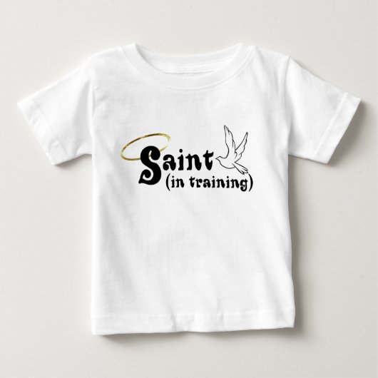 Saint in Training baby t-shirt met vleugels (Voorkant)