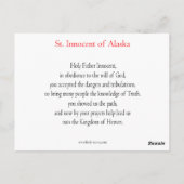 Saint Innocent Prayer Card Briefkaart (Achterkant)