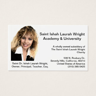 Saint Ishah Laurah Wright Academie & Universiteit Visitekaartje