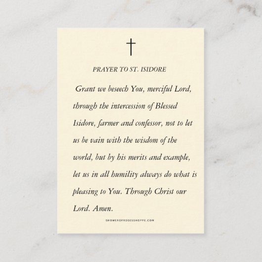 Saint Isidore de Farmer Laborer Religious Prayer Plaatskaartje (Achterkant)