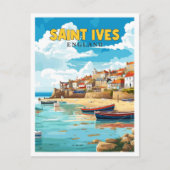 Saint Ives Engeland vintage reisillustratie Briefkaart (Voorkant)