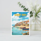 Saint Ives Engeland vintage reisillustratie Briefkaart (Staand voorkant)