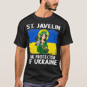 Saint Javelin Anime Protector of Ukraine Flag d20 T-shirt