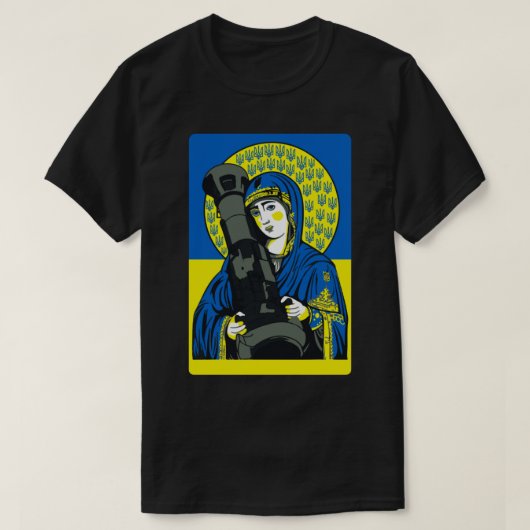 Saint Javelin de Oekraïense vlag T-shirt (Design voorkant)
