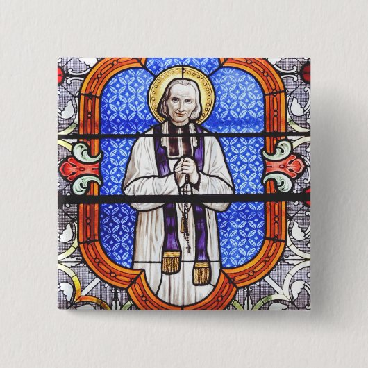 Saint Jean Baptiste Marie Vianney Vierkante Button 5,1 Cm (Voorkant)