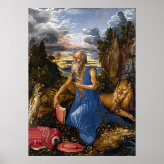 Saint Jerome in de wilde natuur door Durer Poster (Voorkant)