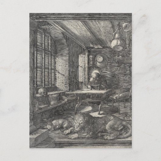 Saint Jerome in zijn studie door Albrecht Durer Briefkaart (Voorkant)