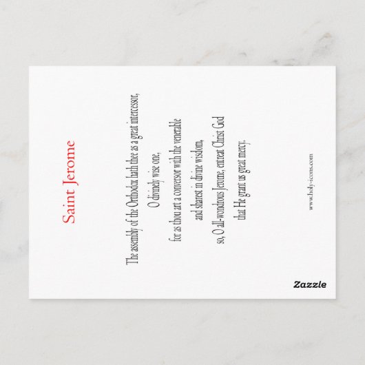 Saint Jerome Prayer Card Briefkaart (Achterkant)
