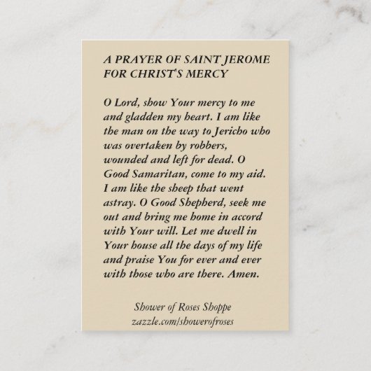 Saint Jerome Scripting Pen Monk Visitekaartje (Achterkant)