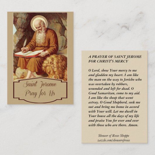 Saint Jerome Scripting Pen Monk Visitekaartje (Voorkant / Achterkant)